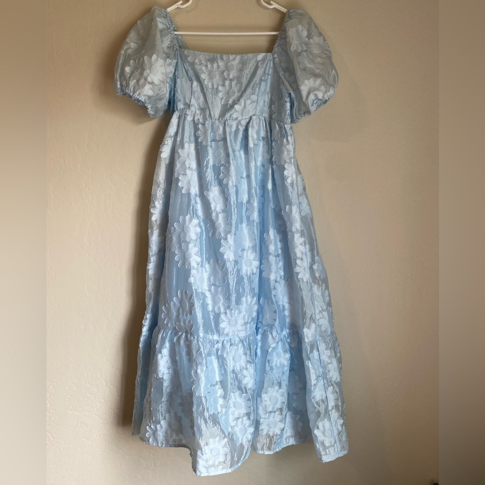 Boutique blue baby doll midi dress